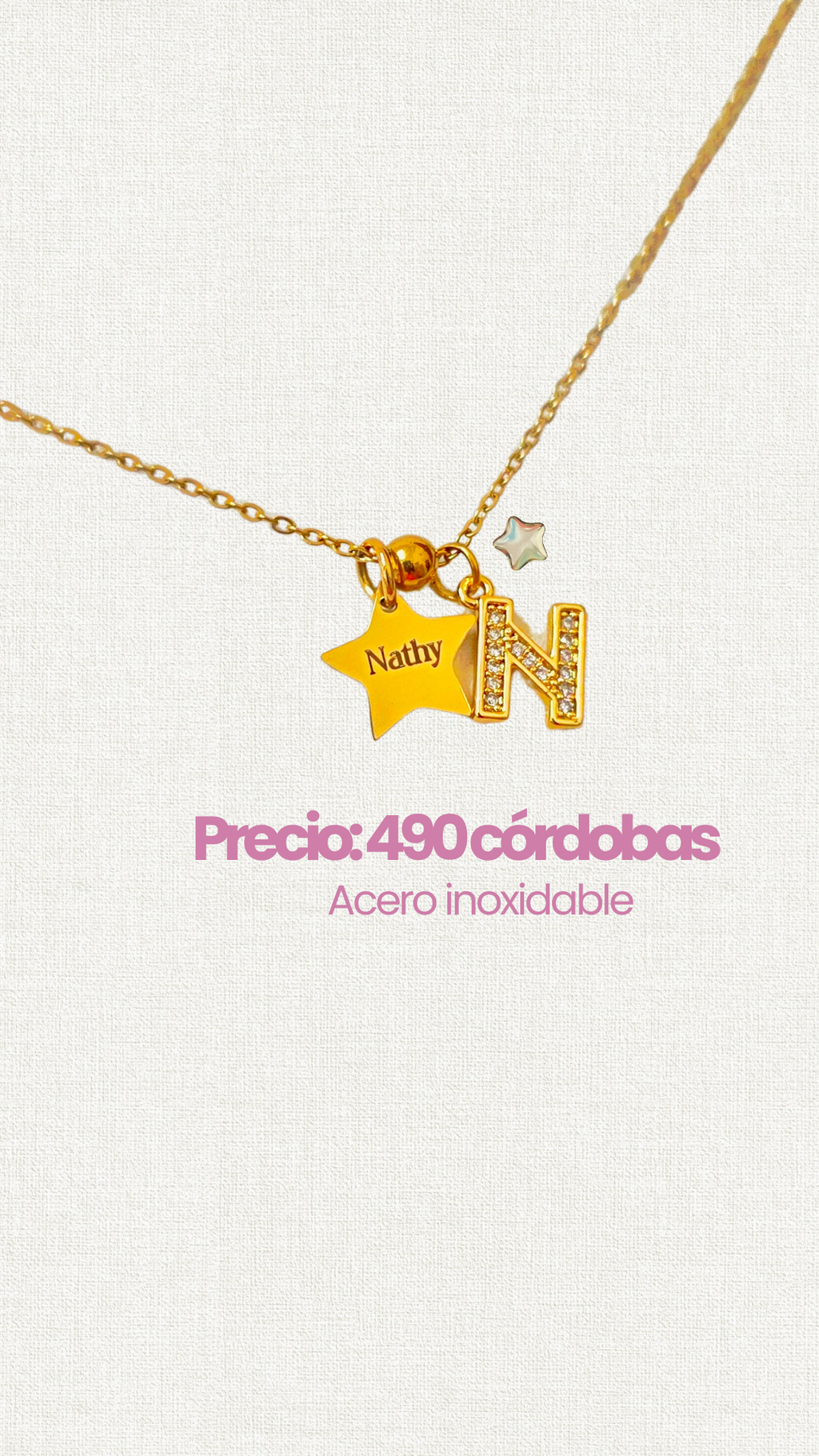 Collar de nombre en dije estrella