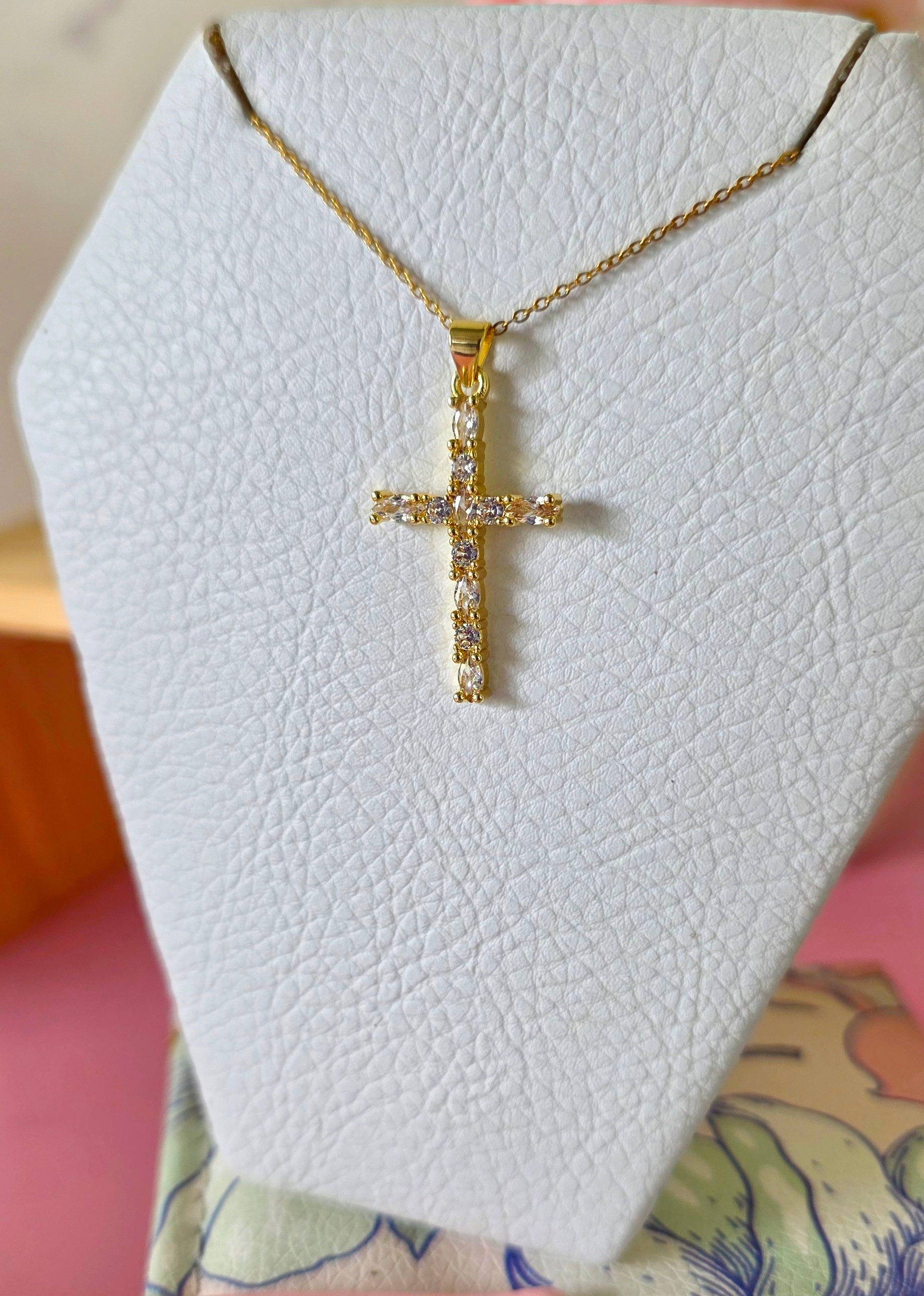 Collar cruz maxi 3cm de cristal