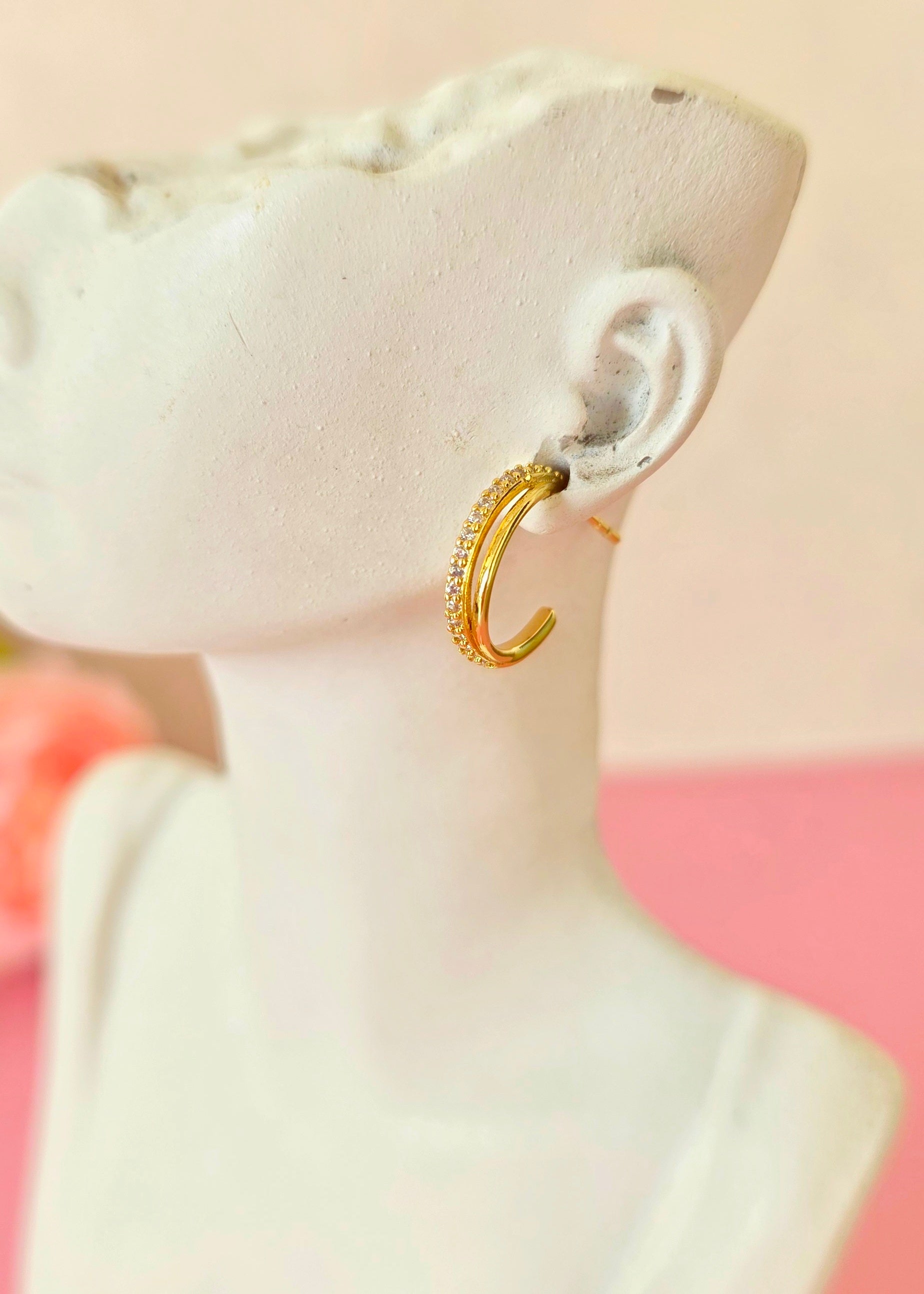 aretes tipo de de dos tramas finas