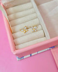 Aretes Stud mariposa de cristal blanca