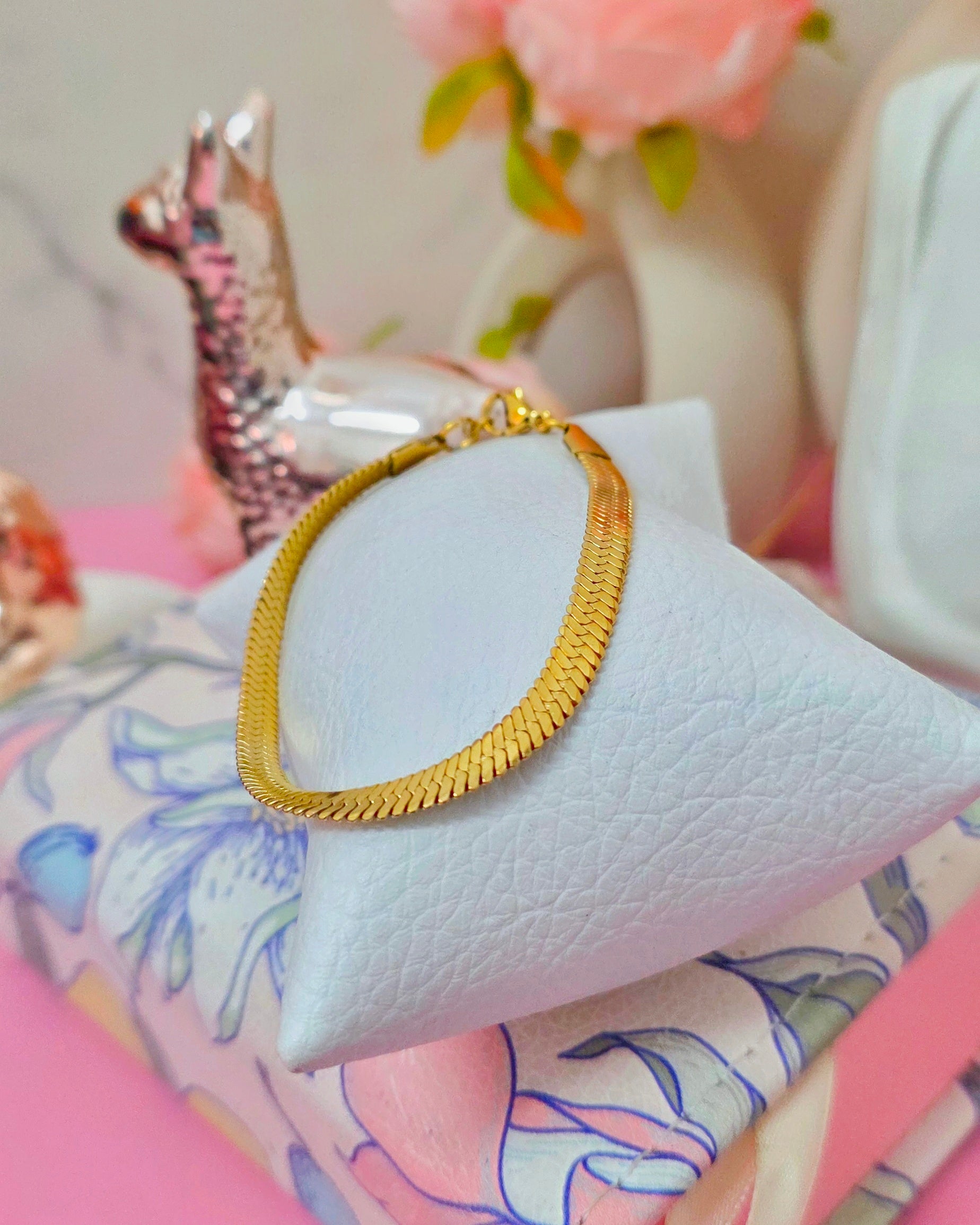Pulsera trama serpiente plana