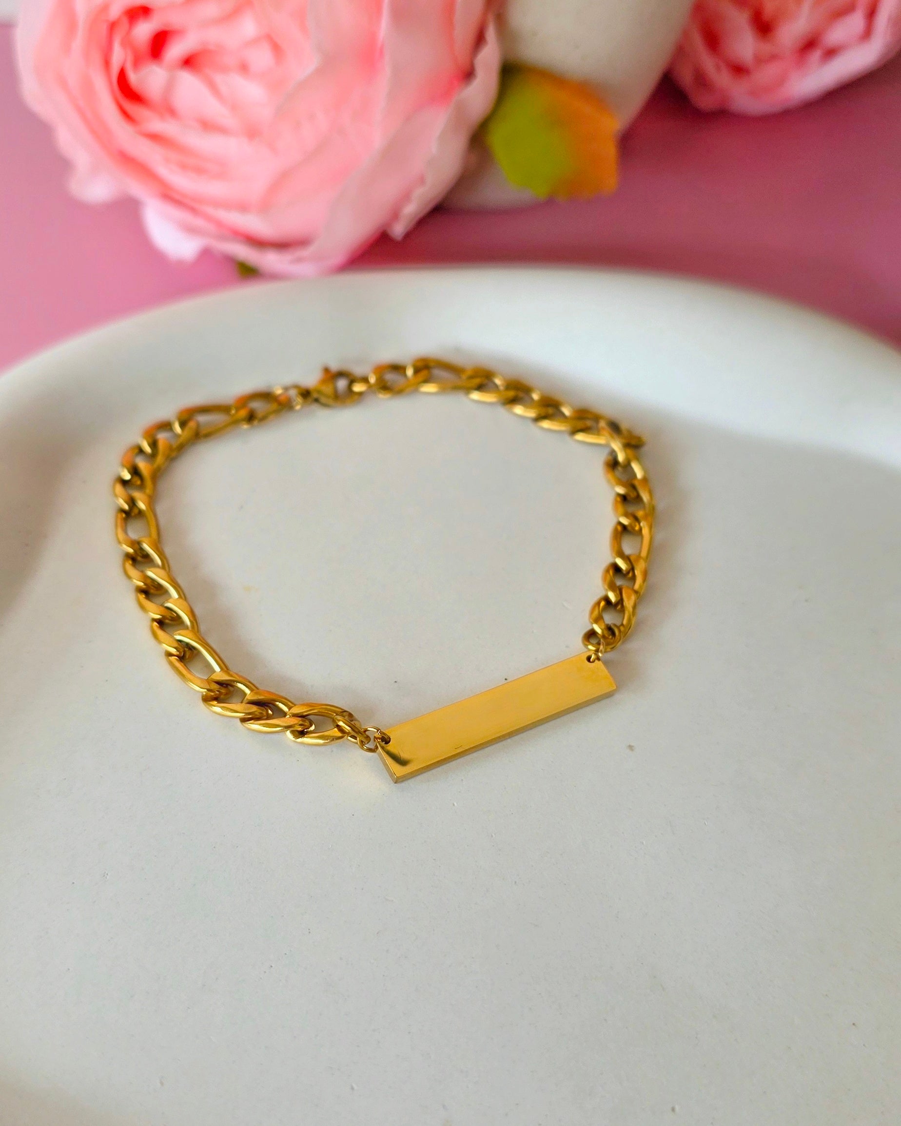 Pulsera de eslabones con barra plana