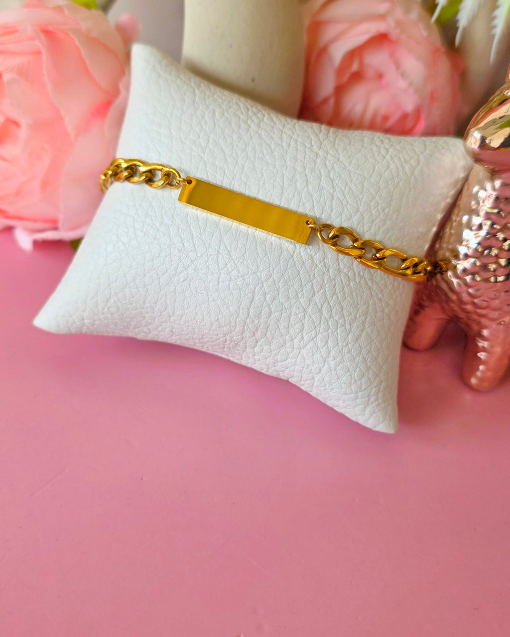 Pulsera de eslabones con barra plana