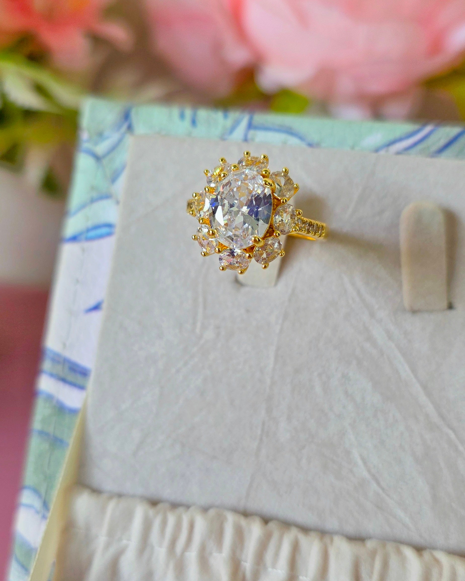 Anillo de maxi girasol de cristal