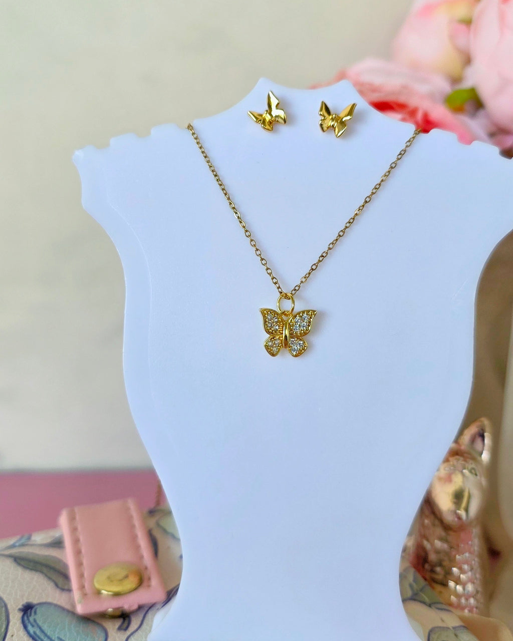set mariposa con aretes