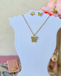 set mariposa con aretes