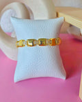 Pulsera maxi de eslabones lisos y secciones incrustadas