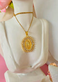 Collar virgen de Guadalupe maxi con marco molino de cristales zirconia