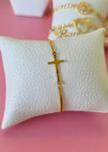 Pulsera de cruz horizontal acero lisa