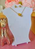 Set acero inoxidable de corazon con brillo y aretes