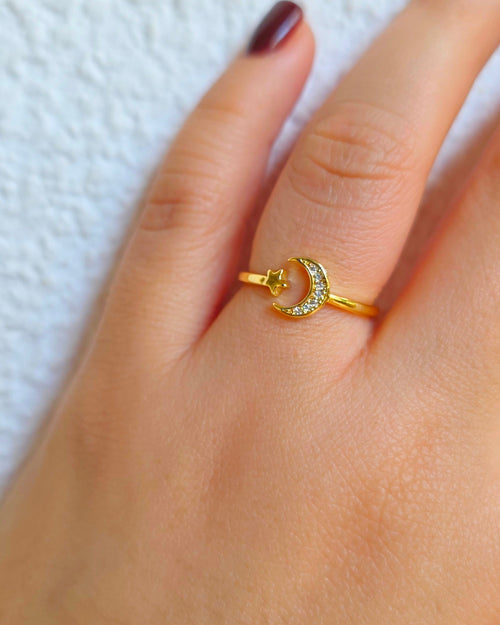 anillo de luna y estrella mini