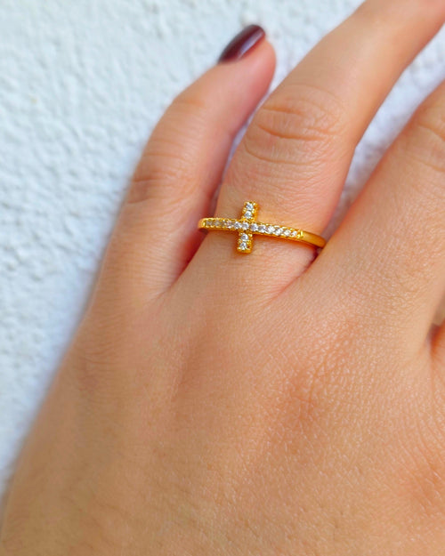 anillo banda cruz