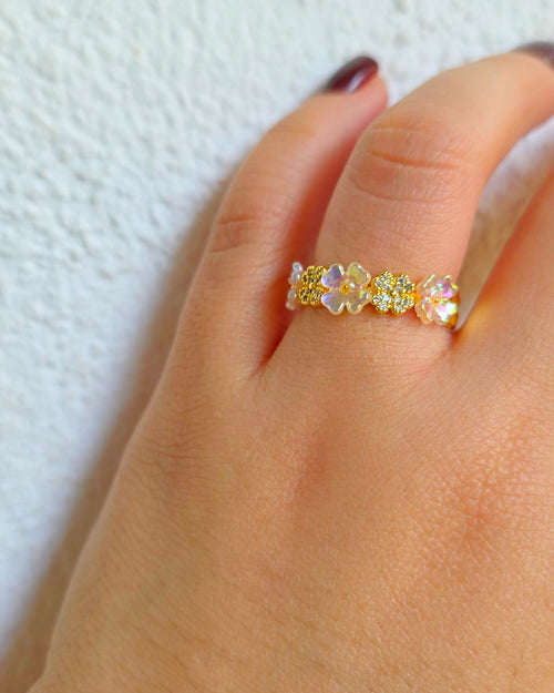 Anillo banda floral variada