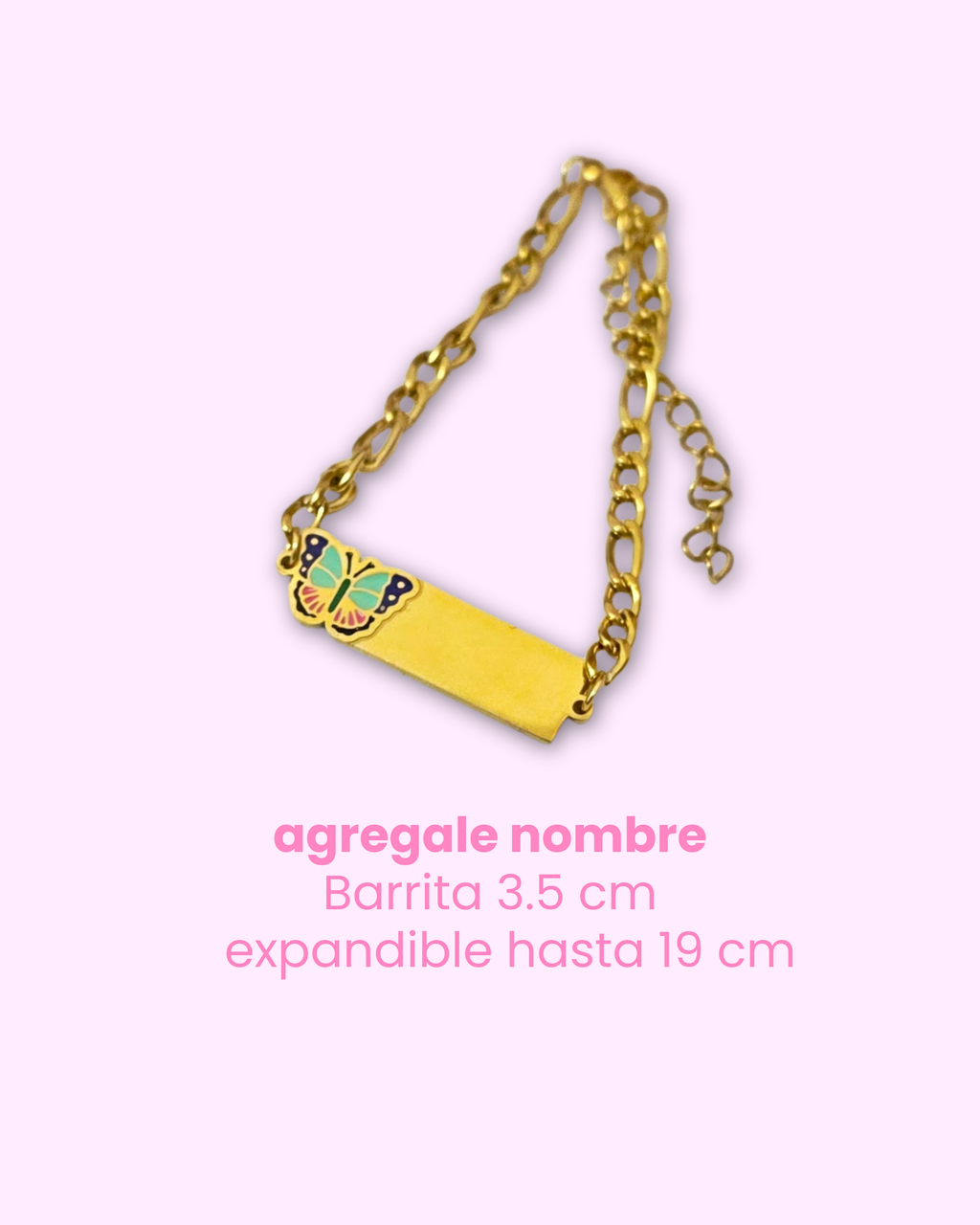 Pulsera para grabado láser de mariposa estilo infantil
