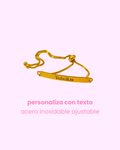 pulsera de acero dije largo, ajustable