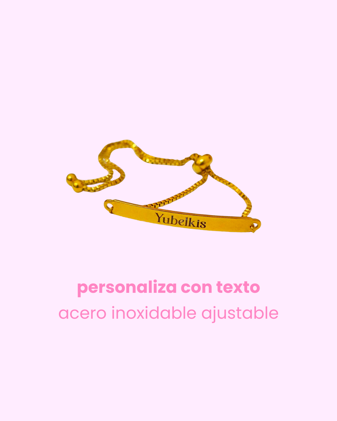pulsera de acero dije largo, ajustable
