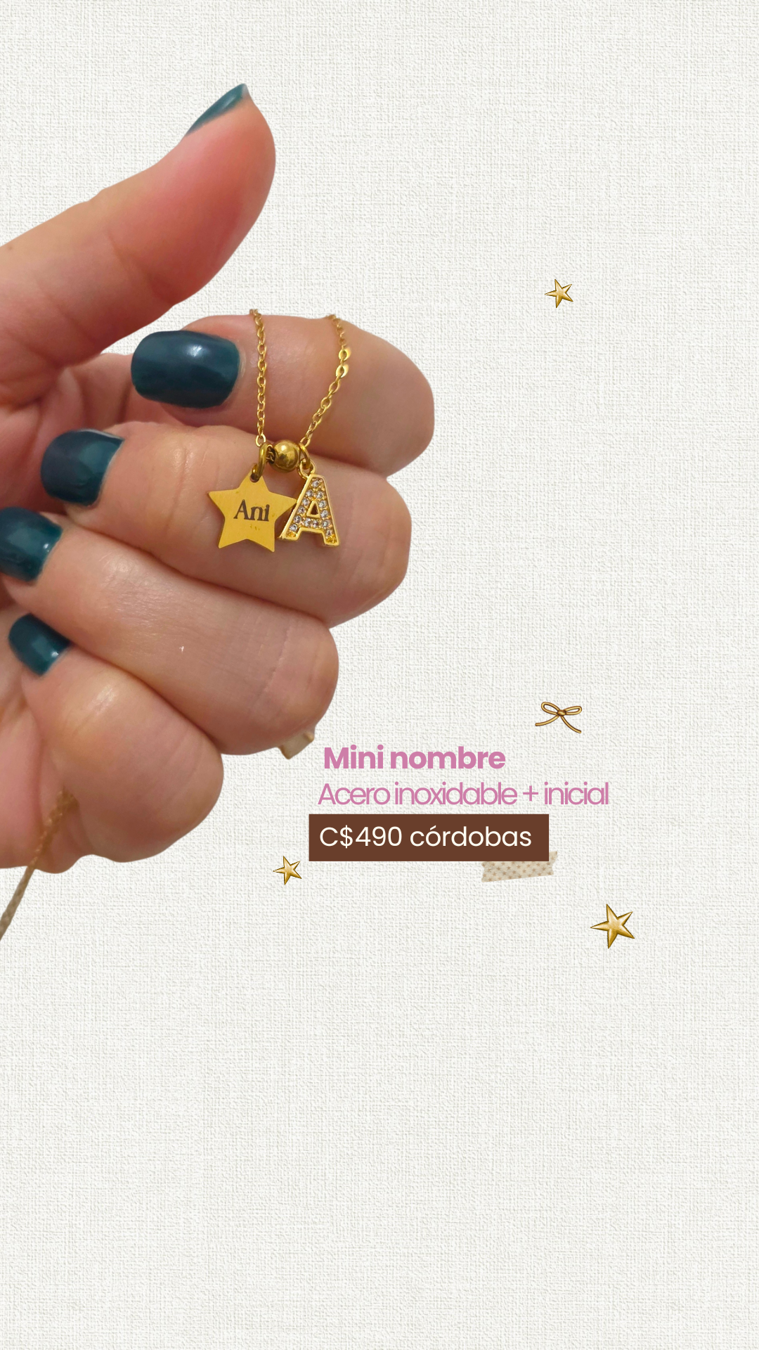 Collar de nombre en dije estrella