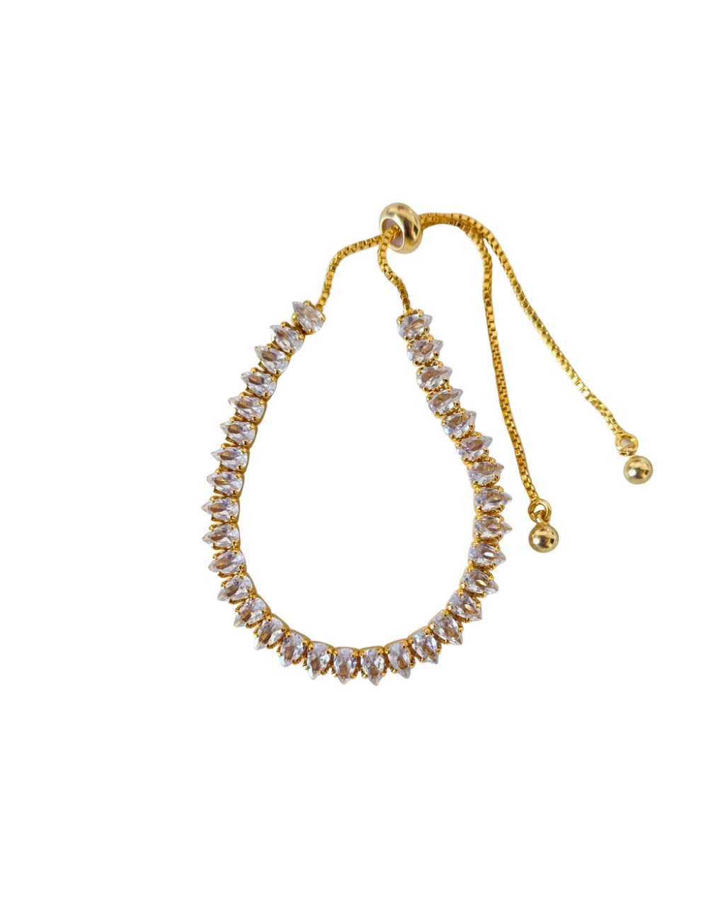 Pulsera ajustable de zirconias en gotas blancas