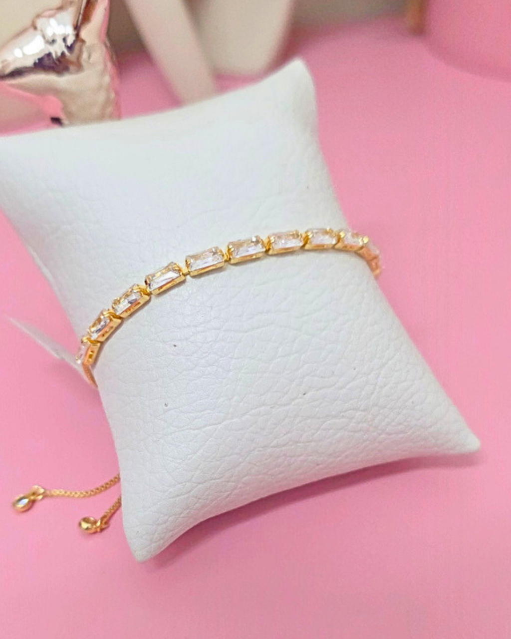 Pulsera ajustable de zirconias rectangulares