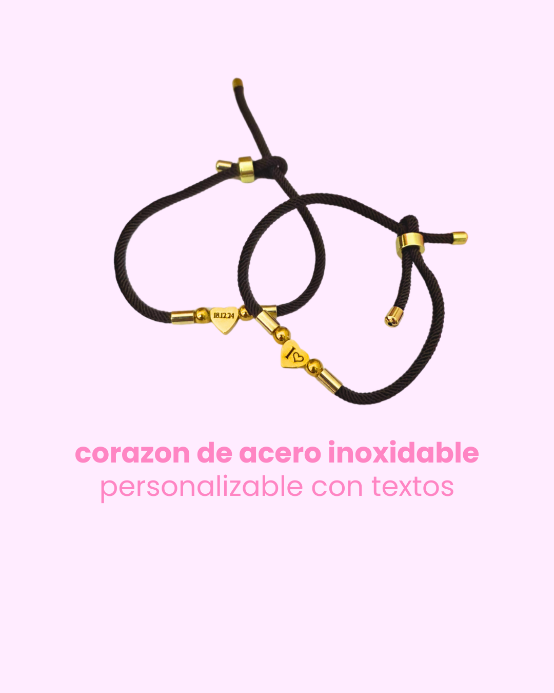 Pulsera grabada con dije corazón