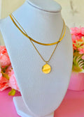 collar doble de cadena plana serpiente y moneda lisa
SKU : CV1575