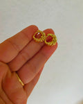 Aretes argolla com bisagra de textura tela