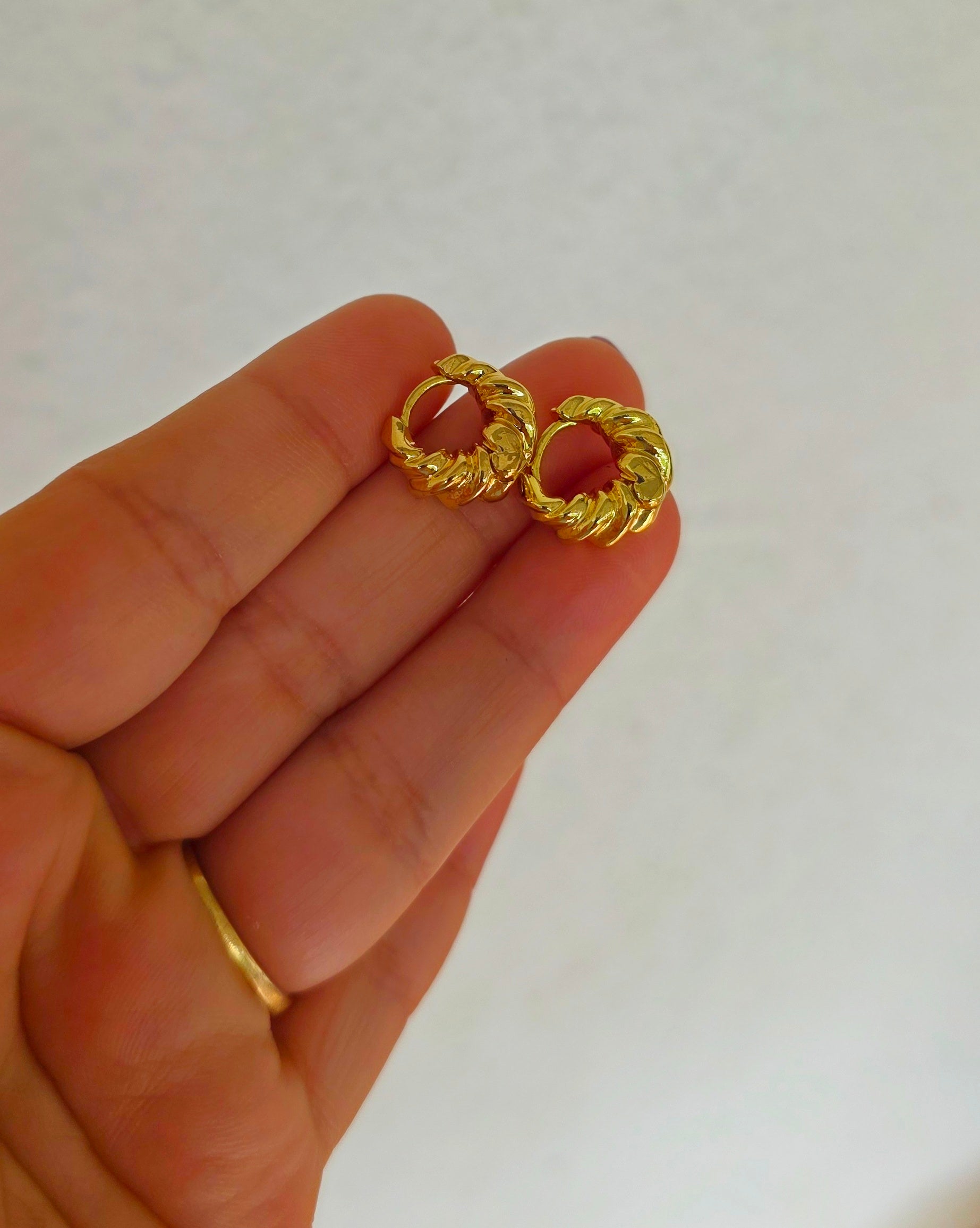 Aretes argolla com bisagra de textura tela