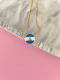 COLLAR DE CADENA LISA CON DIJEDE CHARM REDONDO SEPARADOR