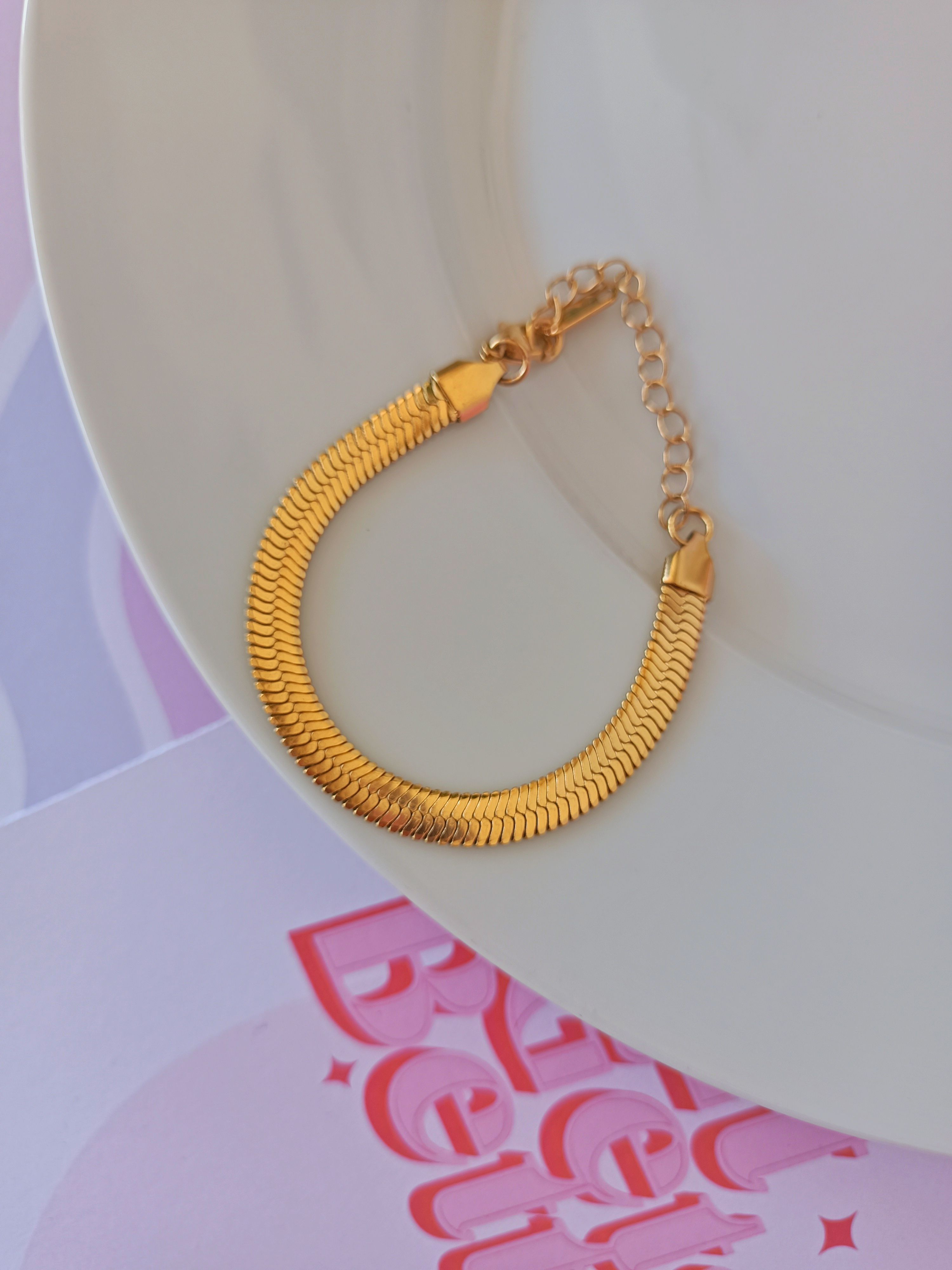 pulsera de trama serpiente plana ancha