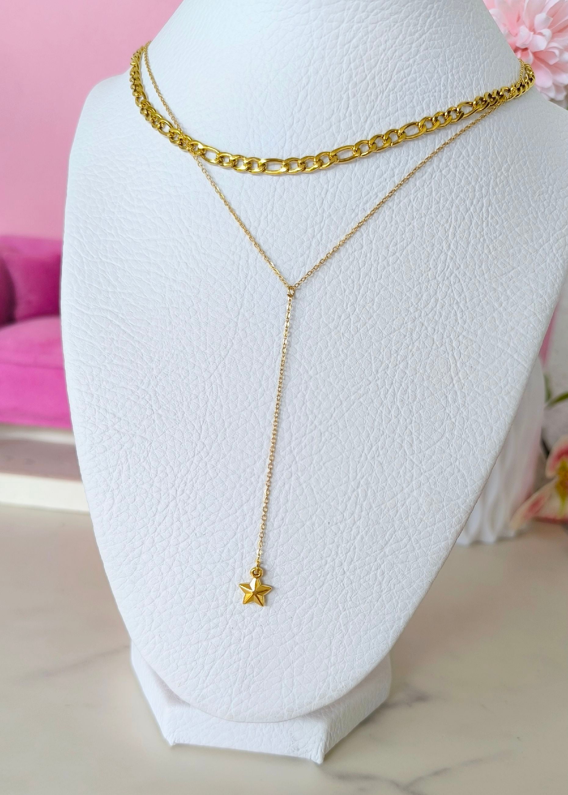 Collar doble en corte Y con estrella colgante
SKU : CV1409