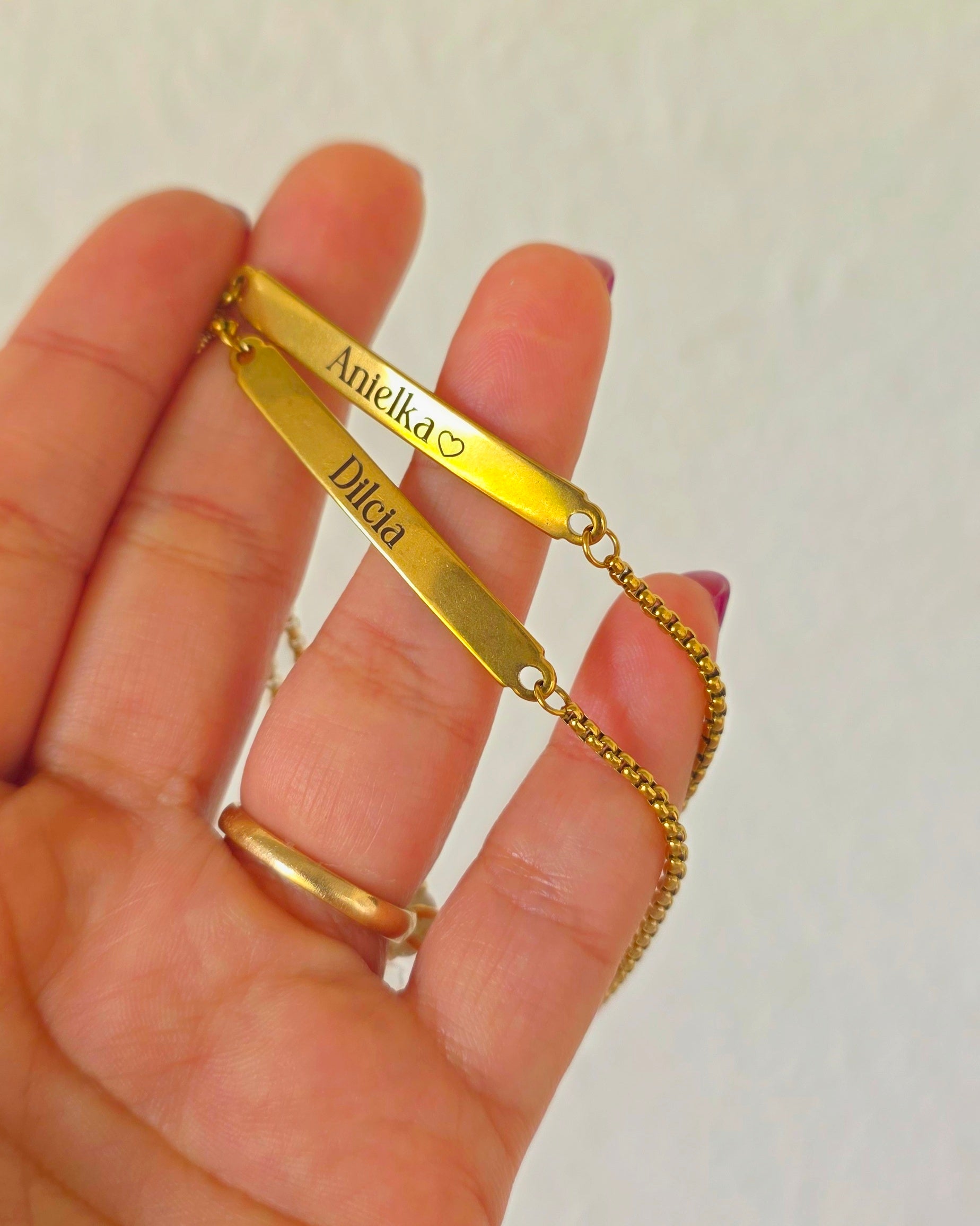 Pulsera para nombre grabado de candado fijo