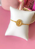 Pulsera ajustable de virgen de Guadalupe con cristales ovalada