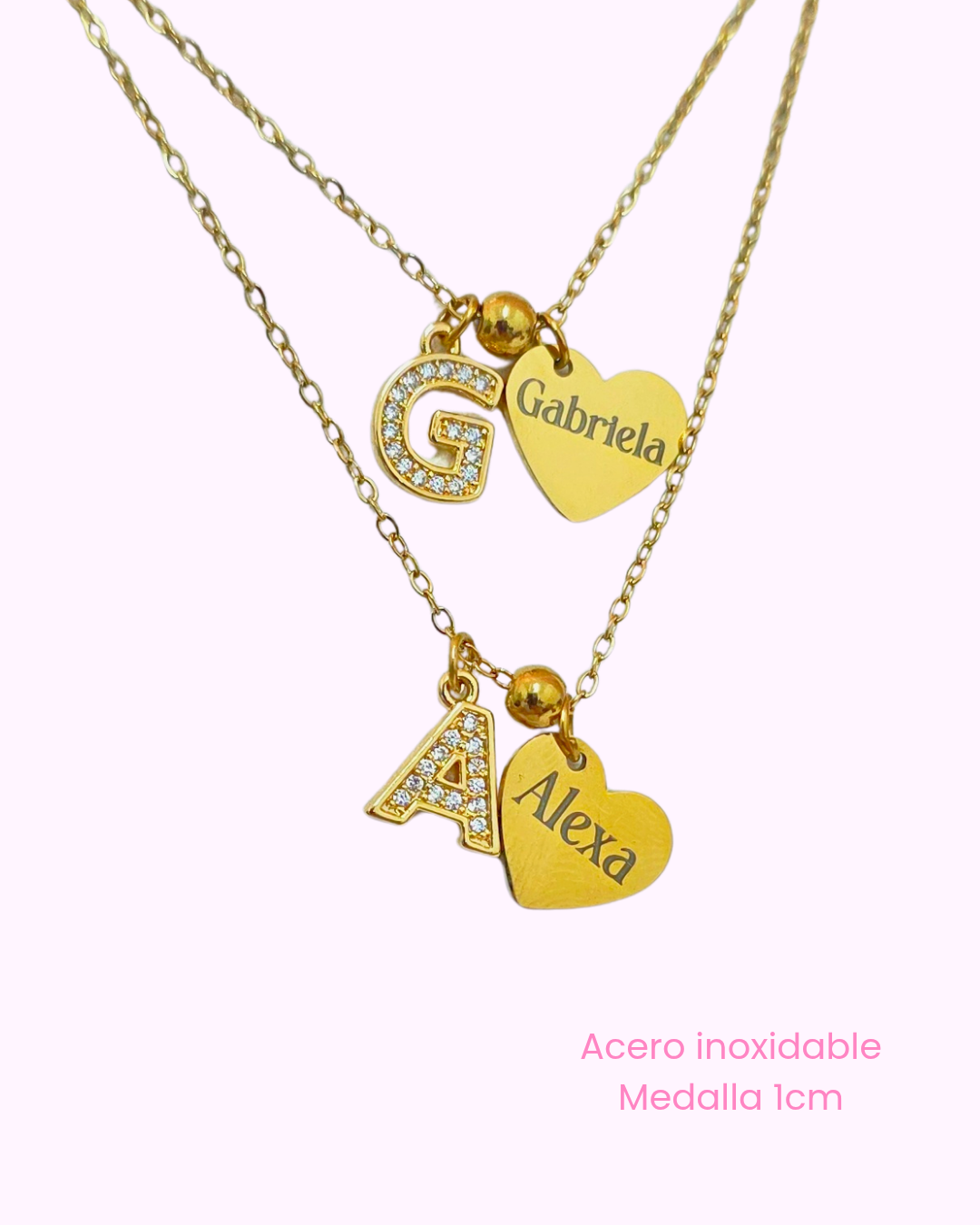 Collar de corazón / círculo con grabado de nombre