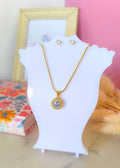 Set collar y arete dije redondo brillante
SKU : CV1377
