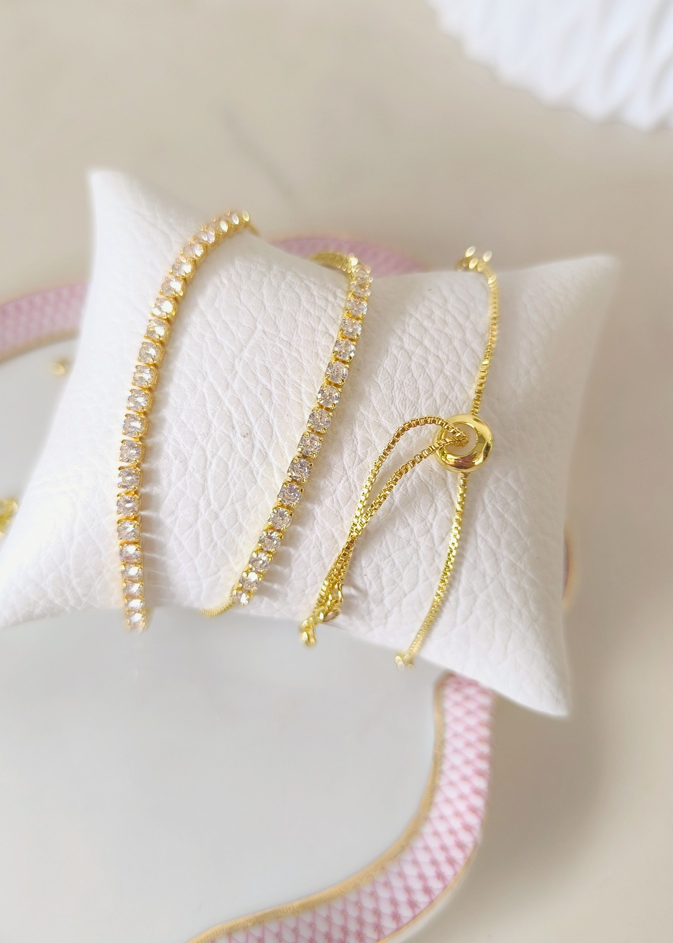 pulsera Tenis ajustable de cristal cuadrado