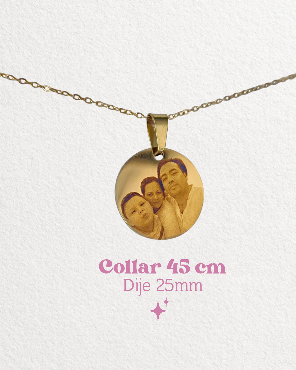 Collar Grabado de foto en dije de 2.5