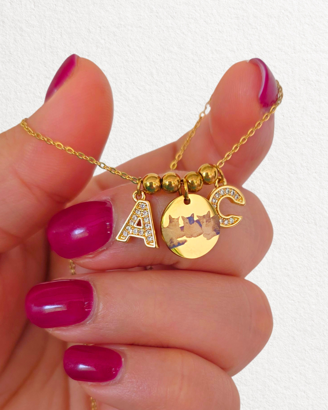 Collar mini foto con dos dijes decorativos