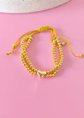 Pulsera ajustable doble cuerda con centro corazón
