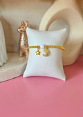 Pulsera ajustable de doble dije luna y estrella