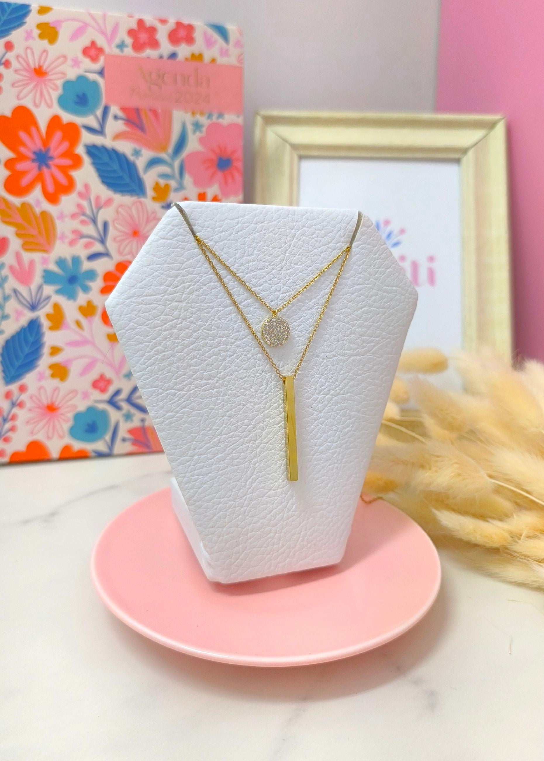 Collar doble de círculo y barrita
SKU : CV1373