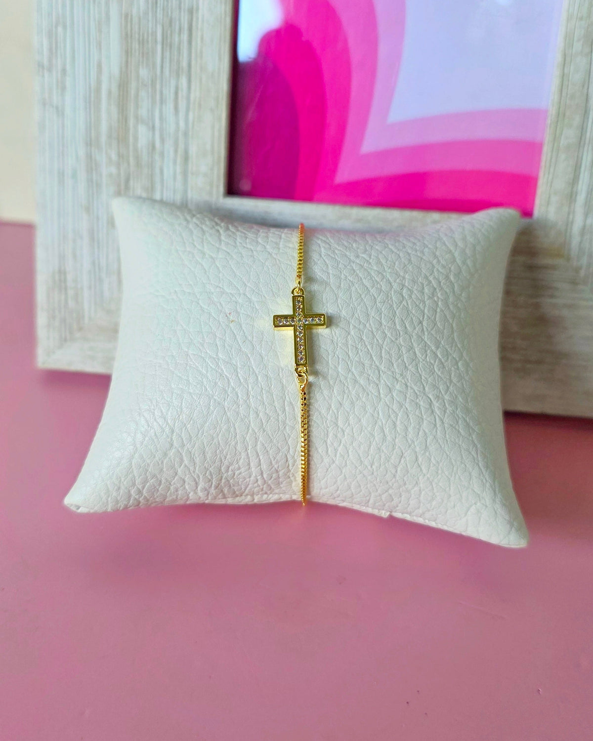 Pulsera cruz mini brillante