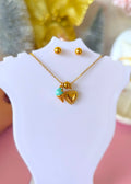Set de collar helado turquesa y corazón