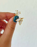 Anillo Mariposas, cristal y nacar