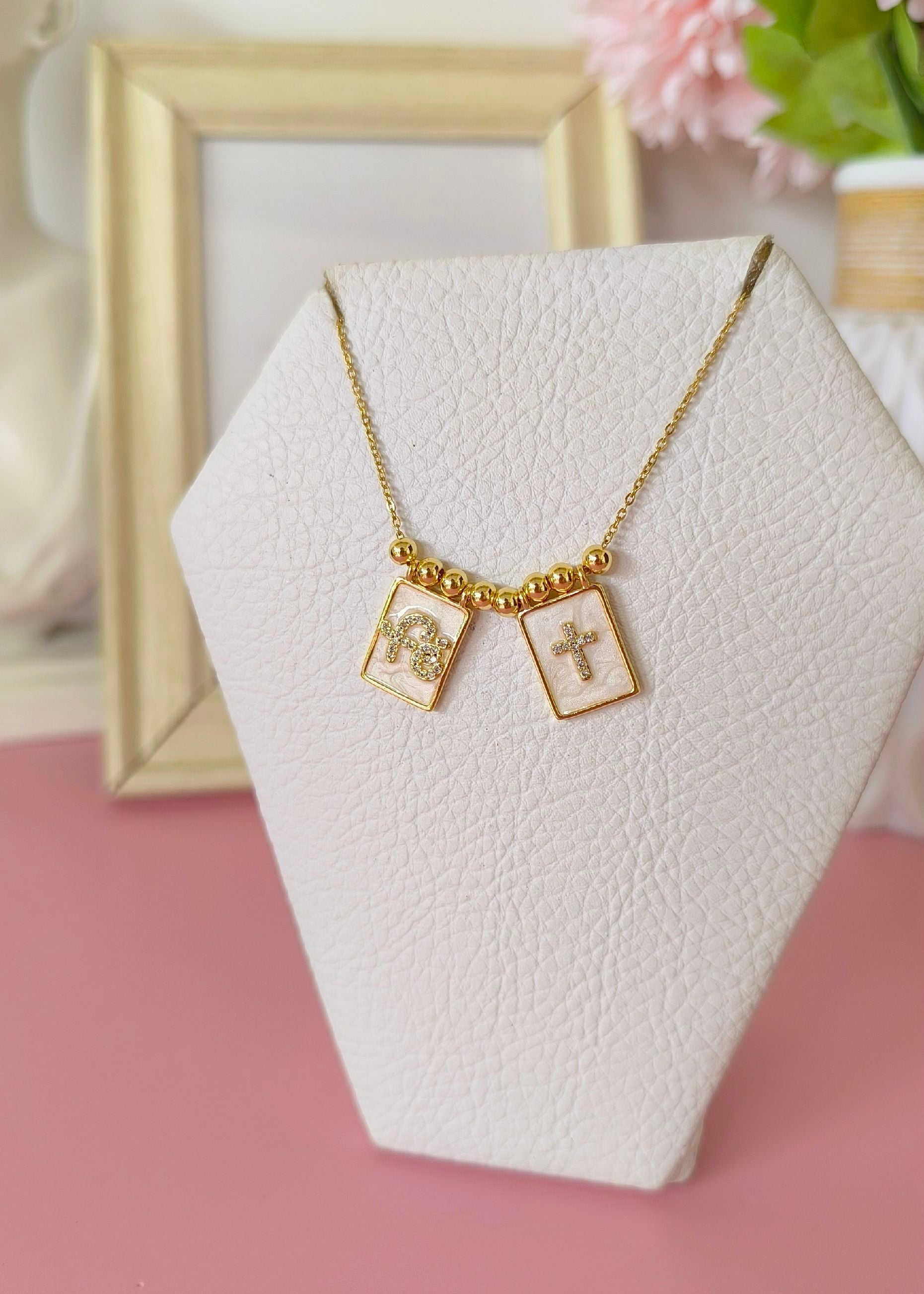 collar doble medalla escapulario