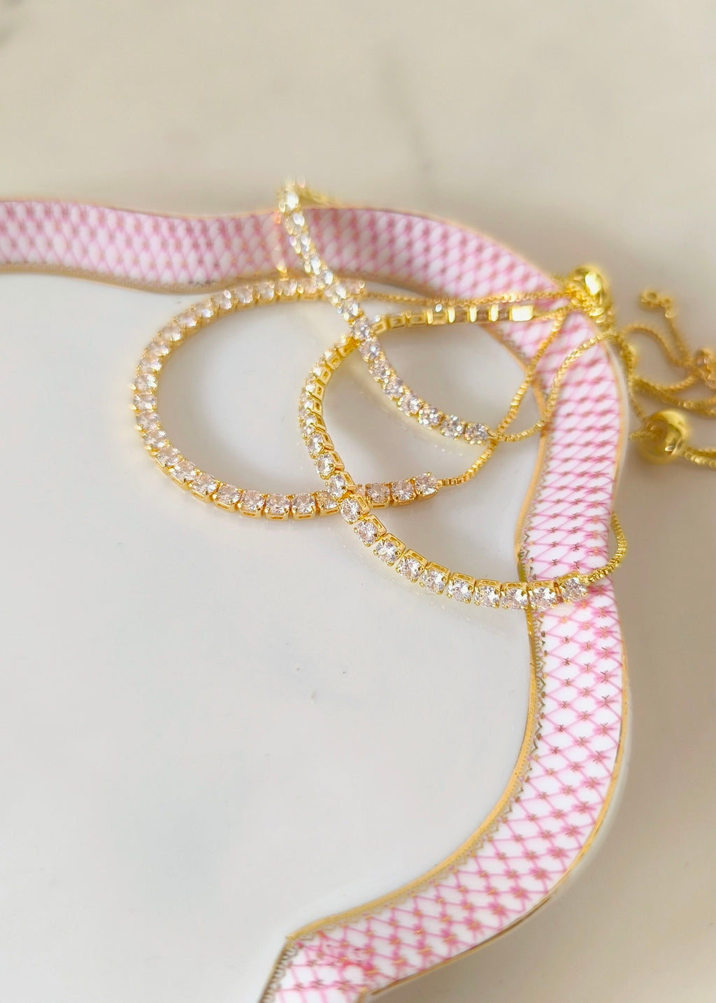 pulsera Tenis ajustable de cristal cuadrado