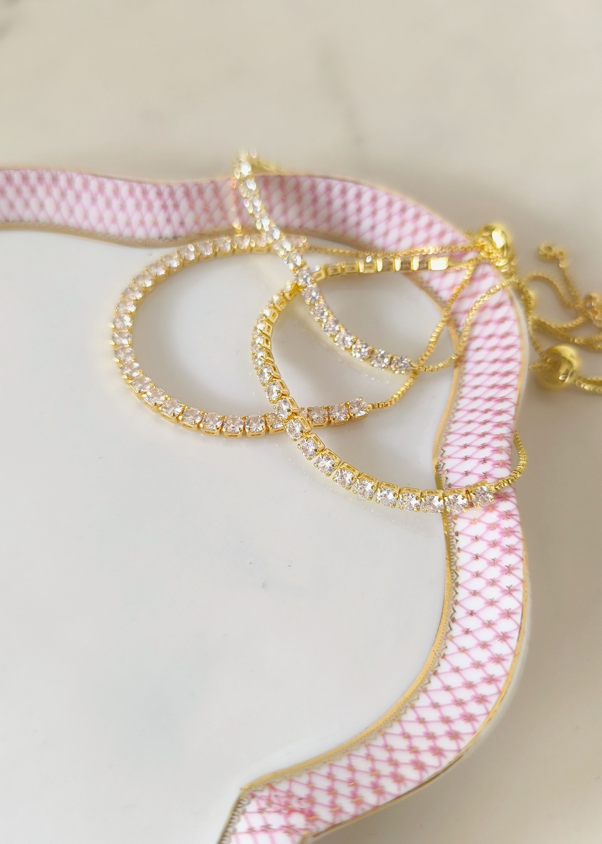 pulsera Tenis ajustable de cristal cuadrado