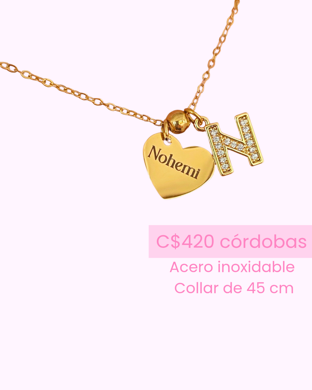 Collar de corazón / círculo con grabado de nombre